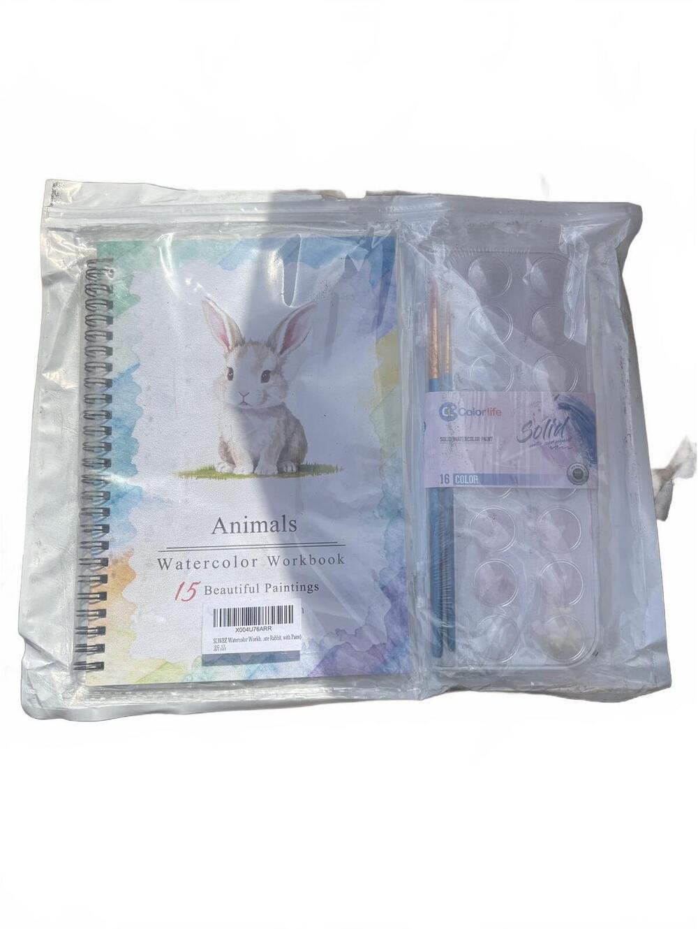Animals Watercolor Workbook 15 Paintings Kit with Solid Paint Set & Brushes
